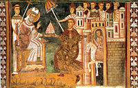 Pope Sylvester I and Constantine in a 1247 fresco