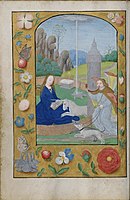 "Hunt of the Unicorn Annunciation" (ca. 1500) from a Netherlandish Book of Hours collected by John Pierpont Morgan. For the complicated iconography, see Hortus conclusus