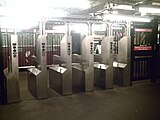 Turnstiles on the part-time mezzanine