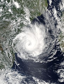 Satellite image of Cyclone Dineo over the Indian Ocean on 15 February 2017