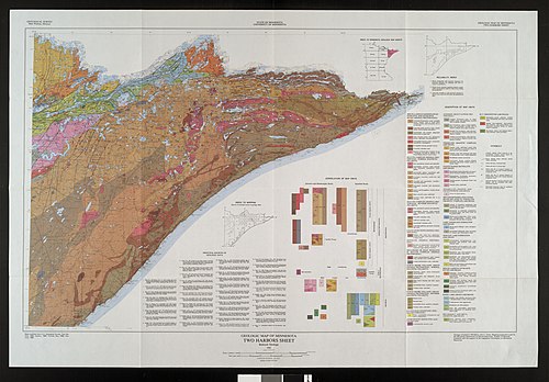 This is a detailed map of northeastern Minnesota showing the various rock formations.