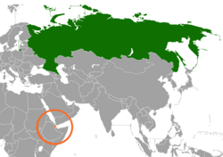 Map indicating locations of Russia and Djibouti