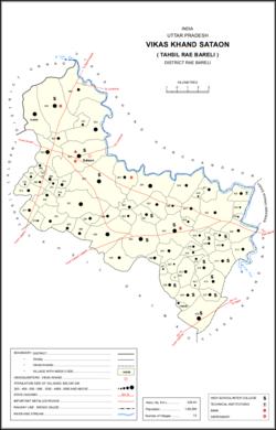 Map showing Garhi Dularai (#364) in Sataon CD block