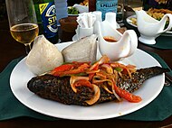 Grilled tilapia with Banku