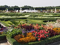 Los parterres con los arriates de flores.