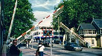 The railway level crossing on the High Street.