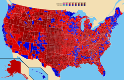 Presidential popular votes by county. Note substantially more "mixing" of colors.