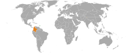 Map indicating locations of Barbados and Colombia