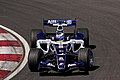 Since 2006, the team's liveries have been based on a dark blue-and-white theme. This is Nico Rosberg driving the Williams FW28 at the 2006 Canadian Grand Prix.