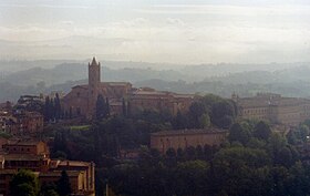 Panorama of Siena at dusk.