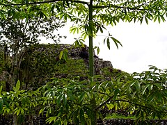 Temple pyramid at Chacchoben from tourist pathway