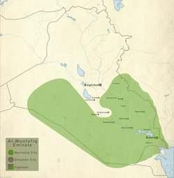 Al-Muntafiq Emirate, a union of Shia_sunni clans based in the middle Euphrates region, was a major rival of the Emirate of Diriyah