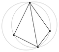 This triangulation does not meet the Delaunay condition (the circumferences contain more than 3 points).