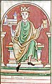 In this miniature painting of king Henry I of England, from illuminated Chronicle of Matthew, Paris, (1236-1259), now in British Library,[23] many of the principles of the modern graphic design is followed. The 13th-century paintings with their bright and golden colors were influenced by the Byzantine art. After the crusaders' sack of Constantinople in 1204, many works of Byzantine art entered and influenced Western Europe.[24]