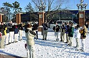 Exterior of Michigan Stadium, winter 2002.