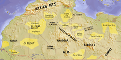 Map of the Sahara showing the Erg Iguidi.