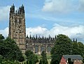 The steeple of St Giles's Church in Wrexham