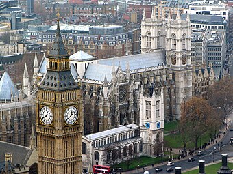 View from the nearby London Eye to the north east