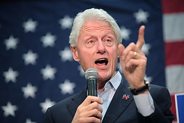 Clinton campaigning at an election rally for his wife Hillary who was running for President of the United States, 2016