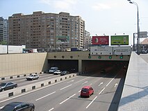 The Third Ring Road crosses the Moskva River by the Lefortovo Tunnel in eastern central Moscow. The tunnel is the 3rd longest urban tunnel in the world.