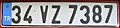 Car registration plate from Turkey since 1968