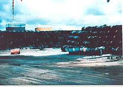 Stacks of 200 L (55 gallon) drums containing Agent Orange.