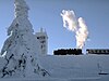 Top of the Brocken with the Brockenbahn, which starts in Wernigerode