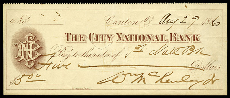 File:McKINLEY, William (signed check).jpg