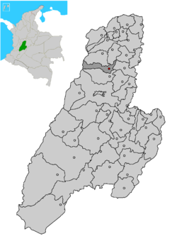 Location of the municipality and town of Santa Isabel, Tolima in the Tolima Department of Colombia.