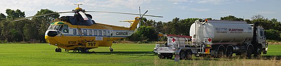 Sikorsky S-61 helicopter being refueled