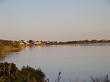 A salt pond in the town