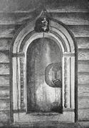 Arched church door. The 17th century.