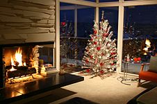 An artificial Aluminum Christmas tree