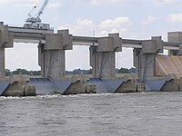 Close-up of the gates on the Melvin Price Lock & Dam