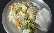 Karnataka vegetarian palav with curd salad, India