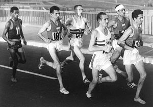 Benaïssa competing at the 1960 Summer Olympics, near the 10-kilometre mark