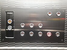 Panel on an elevator showing the floor buttons with Braille markings