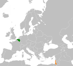 Map indicating locations of Belgium and Israel