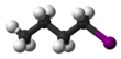 Ball and stick model of butyl iodide