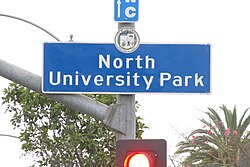 North University Park signage located at the intersection of Vermont Avenue and Adams Boulevard