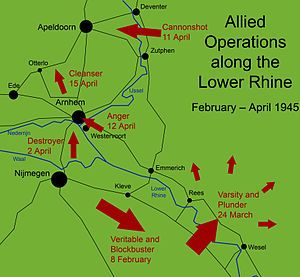 Diagram of the major Allied operations that took place during February, March and April, as described in the text