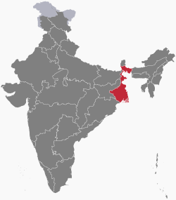 Location of West Bengal in India