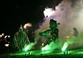 Dramatised combat between the Green Man and Jack Frost at a community festival in Yorkshire