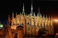 Kutná Hora, St. Barbara Church at the night