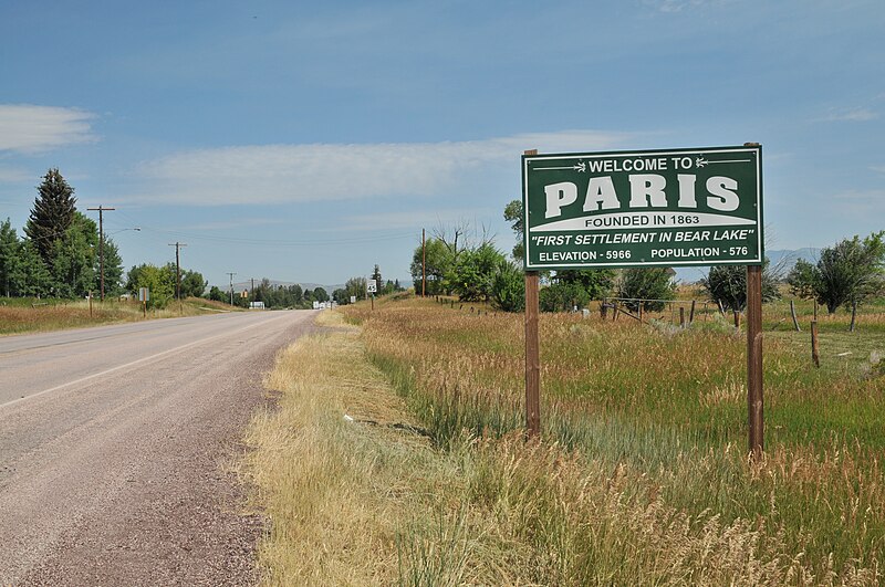 Archivo:Paris (Idaho), Ortsschild.JPG