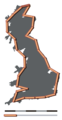 Britain measured using a 100 km linear measurement