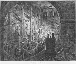 A view of London by Gustave Doré from 1872 showed how coal and the industrial revolution had blackened the buildings and air of the great cities of Europe.