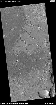 Wide view of ridge network, as seen by HiRISE under HiWish program. Location is Arcadia quadrangle.