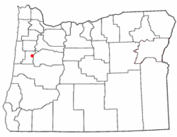 Location of Corvallis within Oregon.