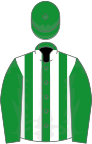 Green and white stripes, green sleeves and cap